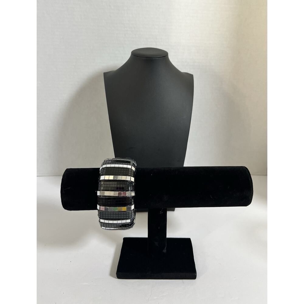 Vintage Women’s Bracelet Mirror Glass Tile Mosaic 8” L